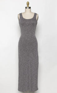 Ribbed Midi Dress with Side Slits