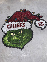 Load image into Gallery viewer, Sequin Grinch Chiefs Kids Size Patch
