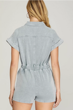 Load image into Gallery viewer, Short Sleeve Washed Romper w/Pockets
