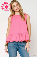 Chic Ruffled Sleeveless Top (Pink)