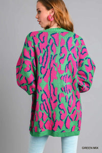 Wine Mix Cardigan Sweater
