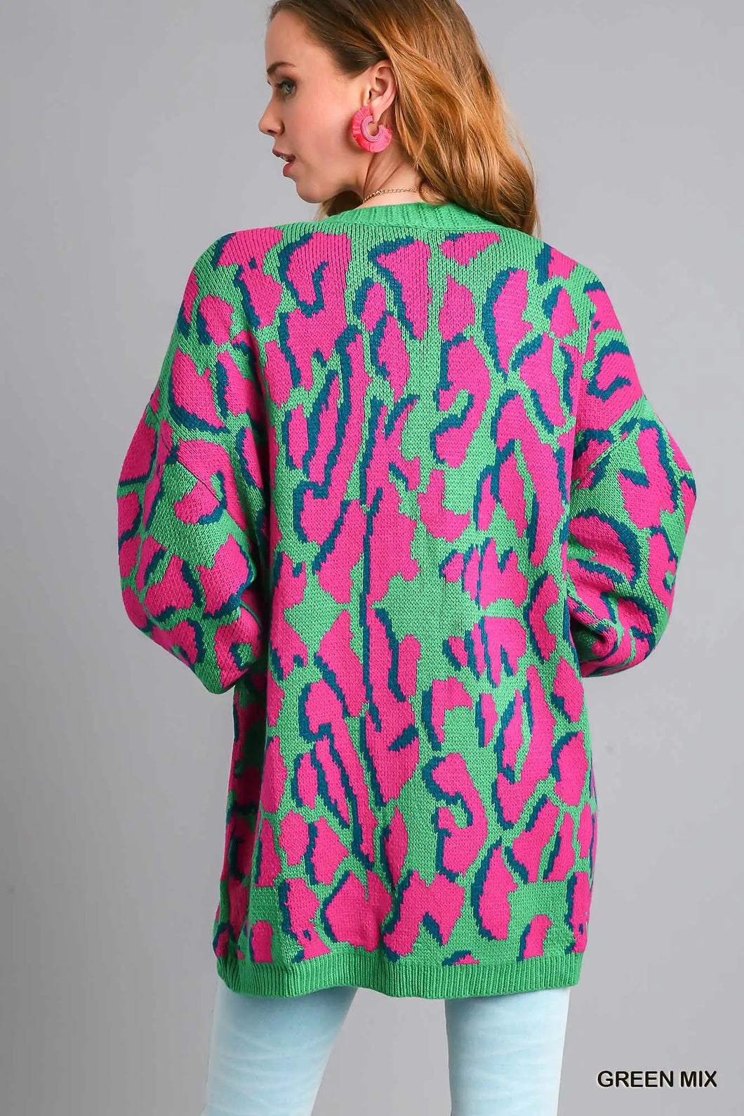 Wine Mix Cardigan Sweater