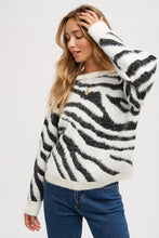 Load image into Gallery viewer, Twist Back Fuzzy Zebra Sweater
