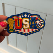 World Cup USA Trophy and Soccer Chenille Patch (3 inch)