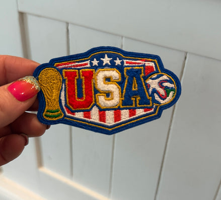 World Cup USA Trophy and Soccer Chenille Patch (3 inch)
