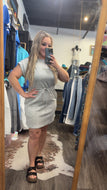 Luxeknit Mini Dress w/Drawstring Tie (Heather Grey)