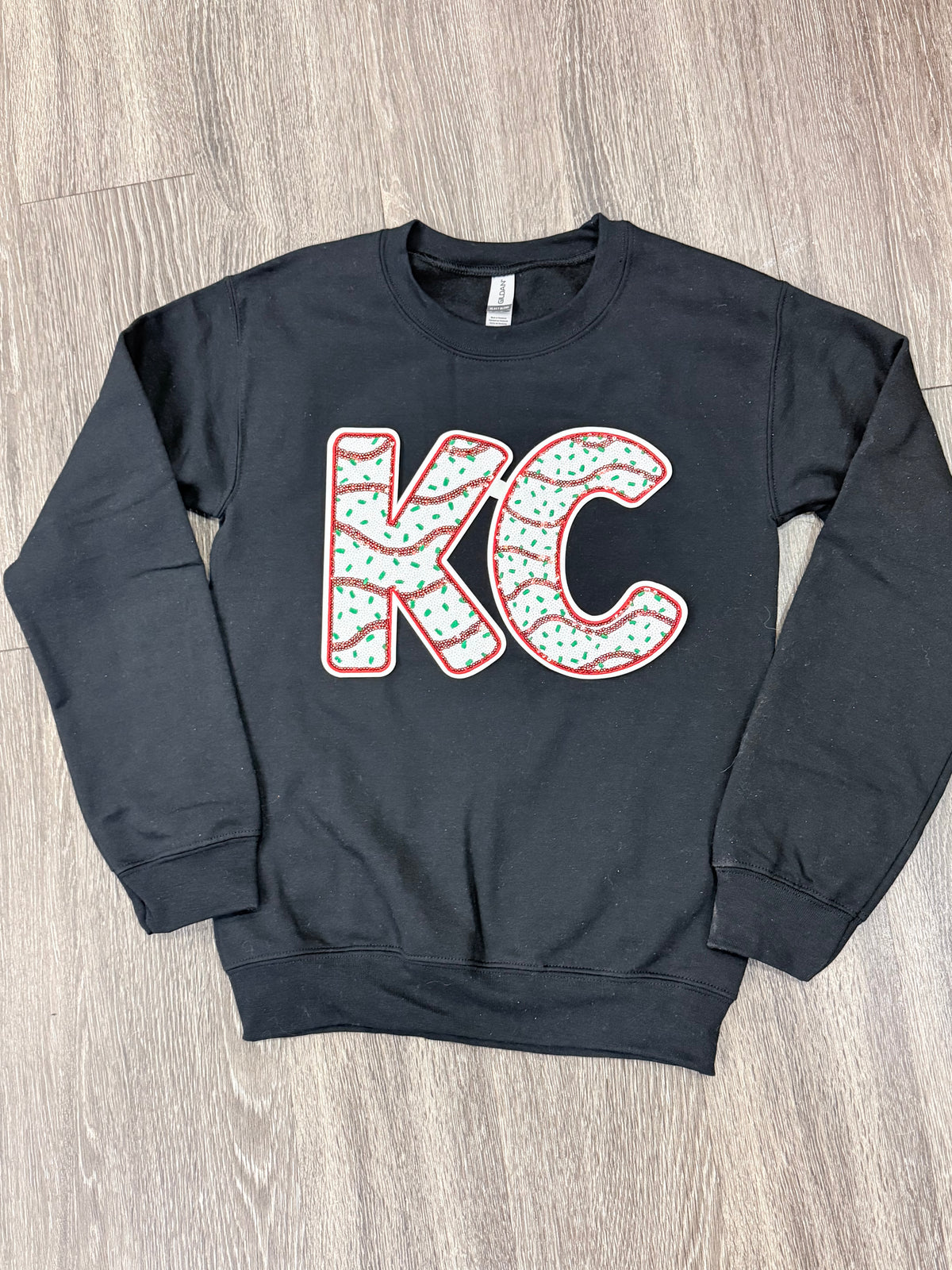 Sequin Holiday KC Cake Chiefs Sweatshirt