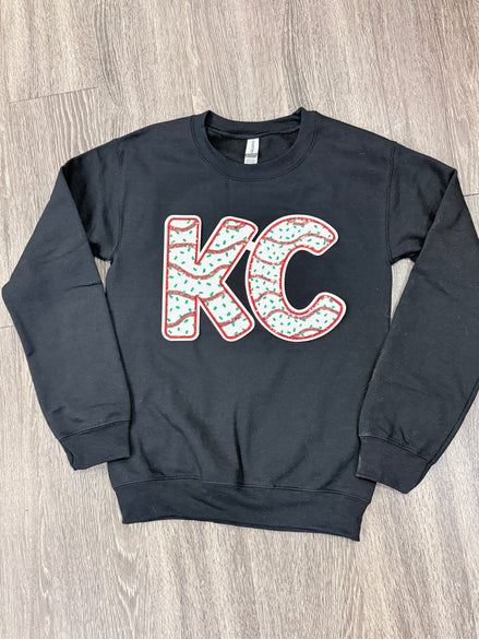 Sequin Holiday KC Cake Chiefs Sweatshirt