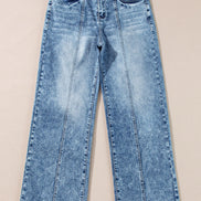 Seamed High Waisted Wide Leg Jeans