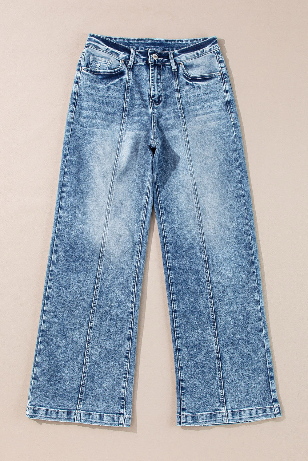 Seamed High Waisted Wide Leg Jeans