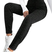 Wide Waistband Ribbed Knit Leggings