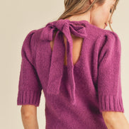 Short Sleeve Sweater with Mock Neck