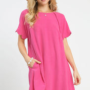 Scalloped Hem Flowy Linen Dress