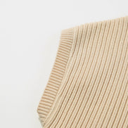 Ribbed Short Sleeve Knit Sweater