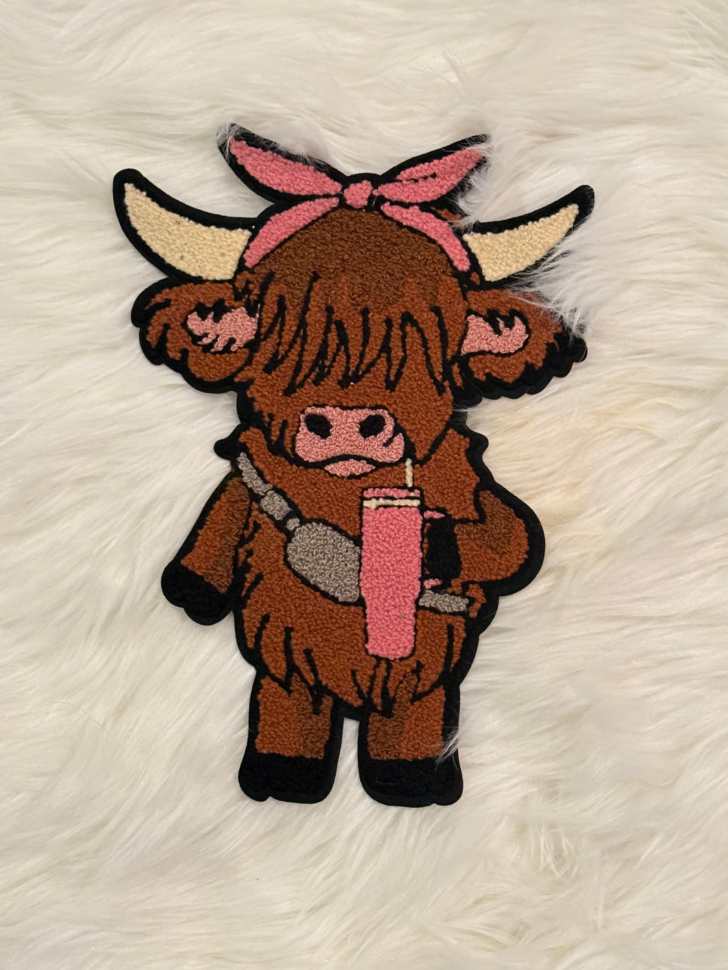 Highland Cow Chenille X-Large Patch (Valentine’s Collection)