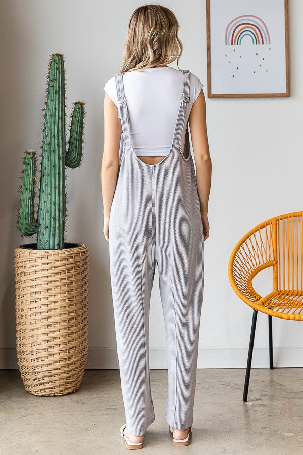 Ribbed Jumpsuit with Large Front Pockets