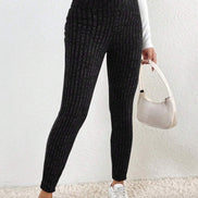 Wide Waistband Ribbed Knit Leggings