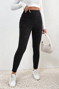 Wide Waistband Ribbed Knit Leggings
