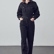 Long Sleeve Denim Jumpsuit
