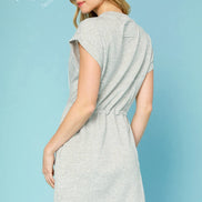 Luxeknit Mini Dress w/Drawstring Tie (Heather Grey)