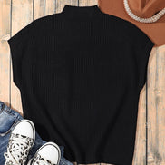 Ribbed Short Sleeve Knit Sweater
