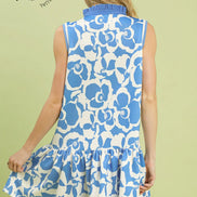 Floral Sleeveless Tiered Dress with Collar