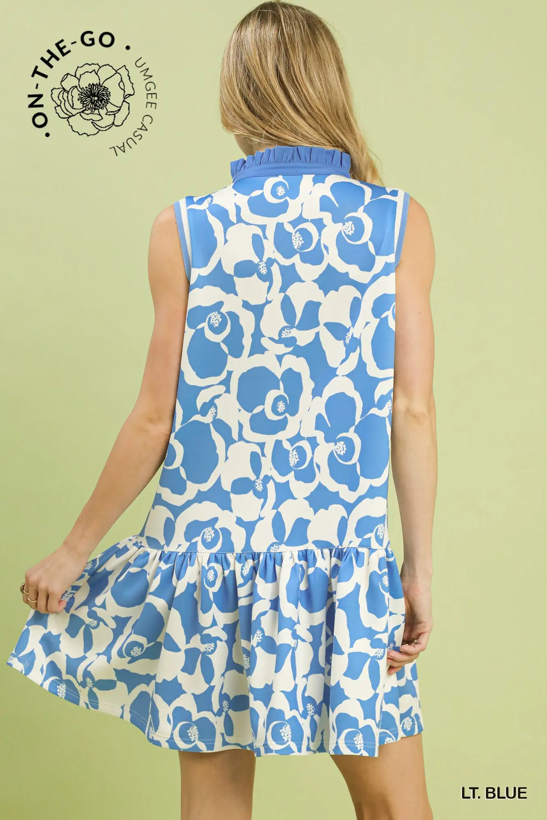 Floral Sleeveless Tiered Dress with Collar