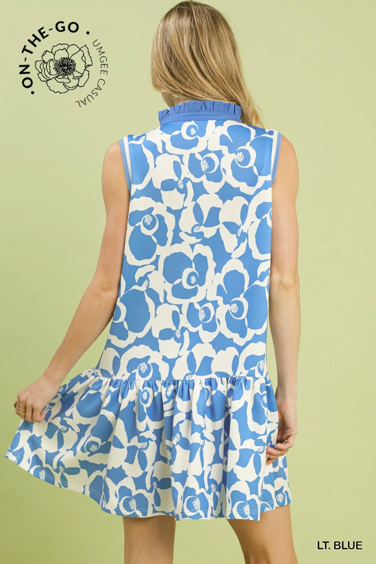 Floral Sleeveless Tiered Dress with Collar