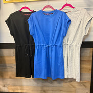 Luxeknit Mini Dress w/drawstring Tie (Black)