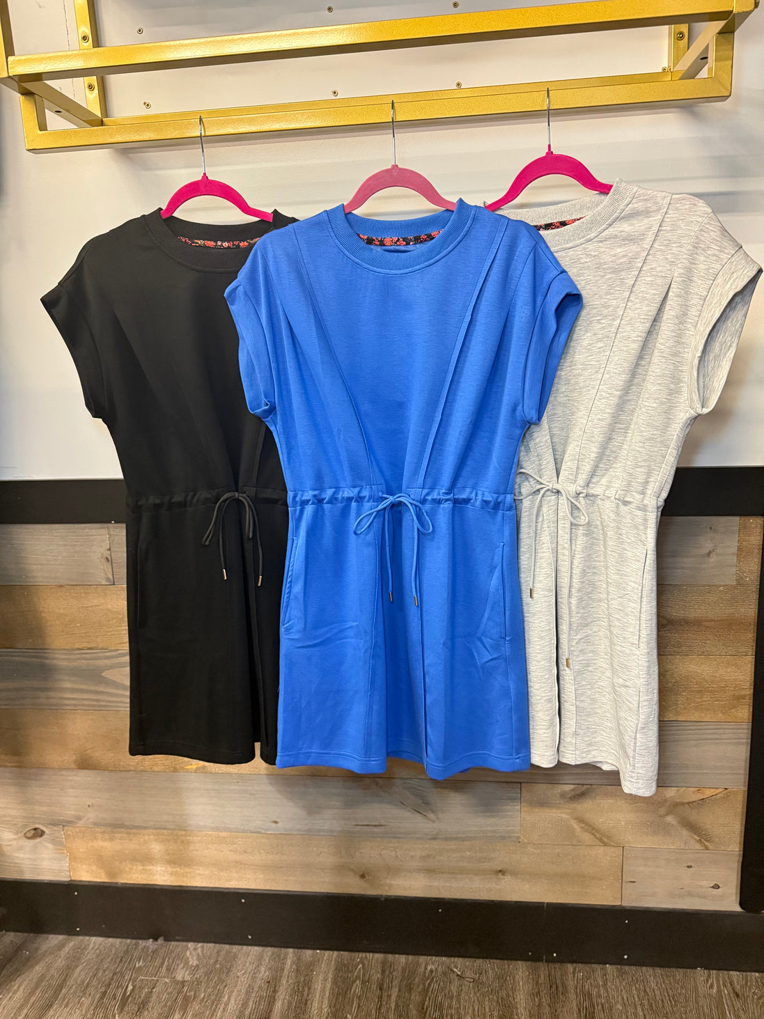 Luxeknit Mini Dress w/drawstring Tie (Black)