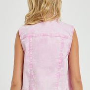 Distressed Crop Denim Vest