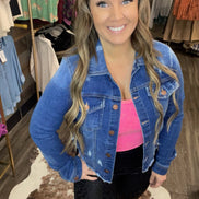 Frayed Hem Washed Jean Jacket