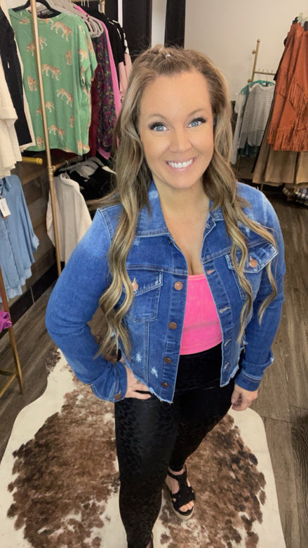 Frayed Hem Washed Jean Jacket
