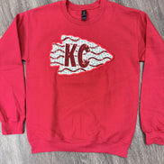 Sequin Holiday Arrowhead Cake Chiefs Sweatshirt