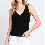 Ribbed V-Neck Sweater Tank