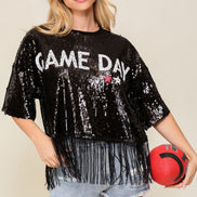 Game Day Sequin Fringe Top