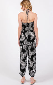 Jogger Jumpsuit w Deep V-Neck Detail