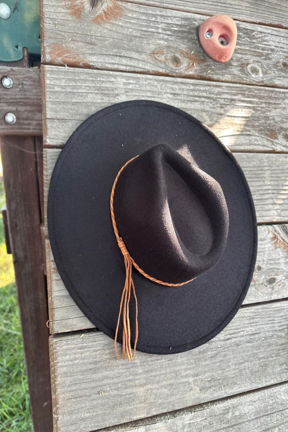 Wide Brim Felt Hat w/Braided Rope Band