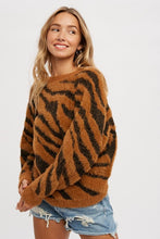 Load image into Gallery viewer, Twist Back Fuzzy Zebra Sweater
