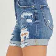 RISEN High Rise Distressed Shorts