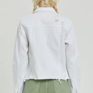 White Frayed Hem Jean Jacket