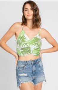 Ruched Front Cami Crop Top (Green)