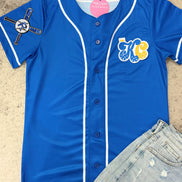 Bubble KC Royals Baseball Jersey w/Chenille Leopard KC