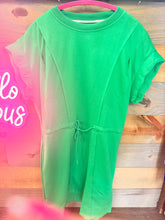 Load image into Gallery viewer, Luxeknit Scalloped Hem Mini Dress w/Drawstring Tie (Green)
