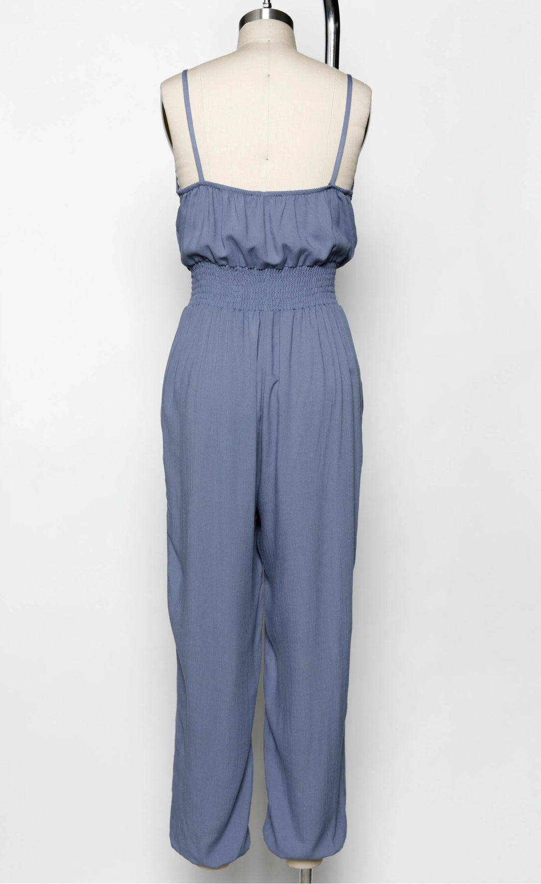 Smocked Waist Jumper with Patch Pockets