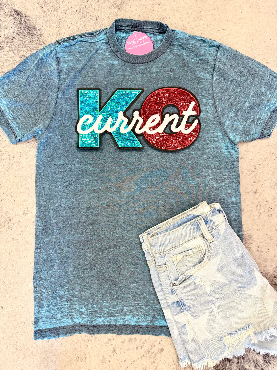 KC Current Burnout Tee w/Sequin patch