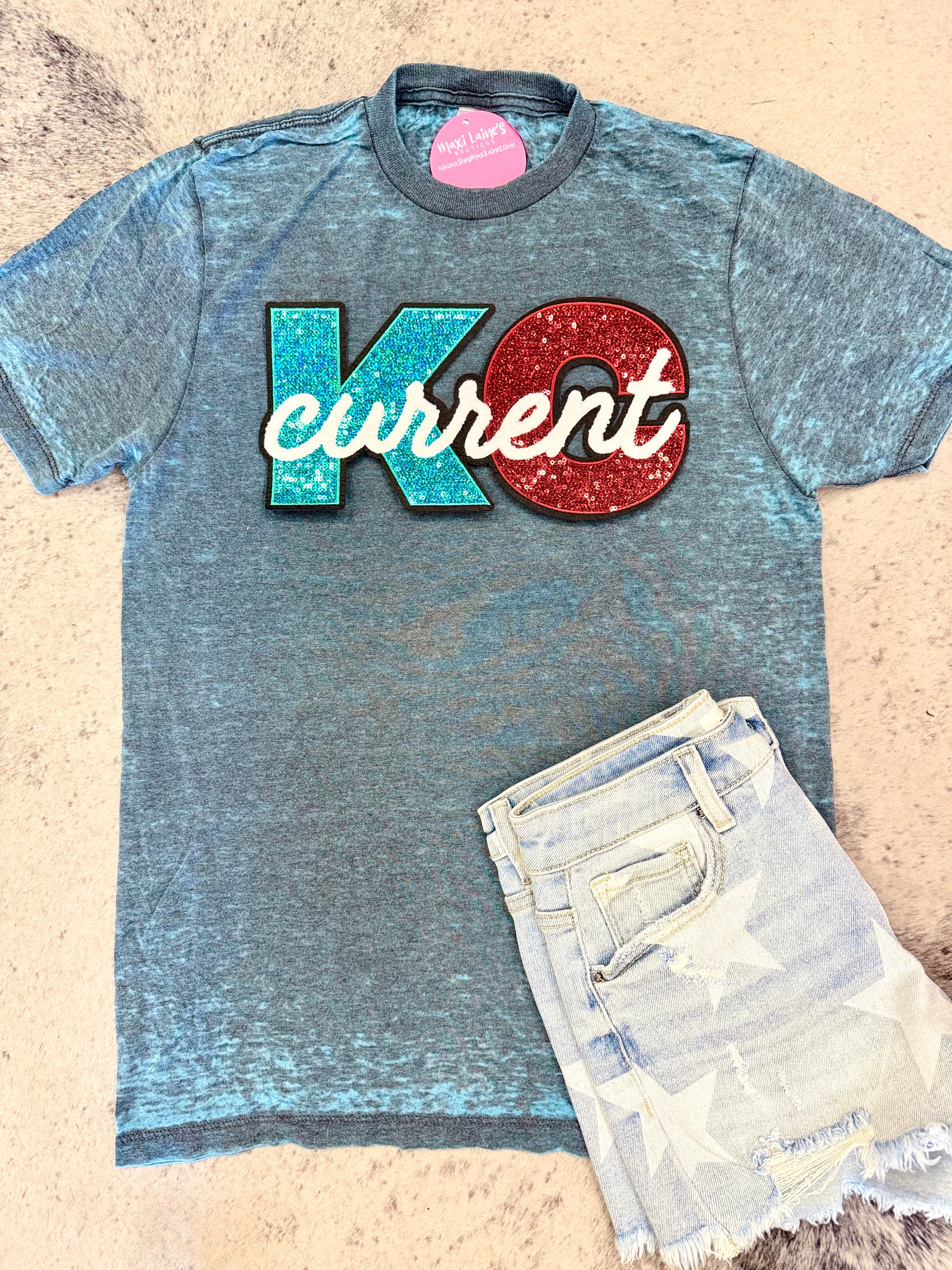 KC Current Burnout Tee w/Sequin patch