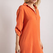 Henley Collared Shirt Dress