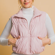 Faux Leather Puffer Vest