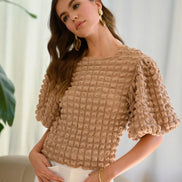 Textured Bubble Sleeve Top